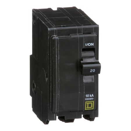 Square D Miniature Circuit Breaker, QO Series, 20A, 2 Pole, 120/240V AC, 10kA at 120/240V AC QO220CP